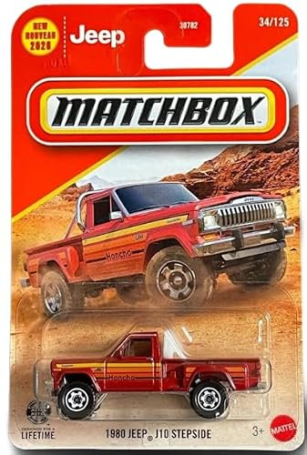 Matchbox 1980 Jeep J10 Stepside [Rot] 34/125, Maßstab 1:64, Druckguss-Spielzeugfahrzeug