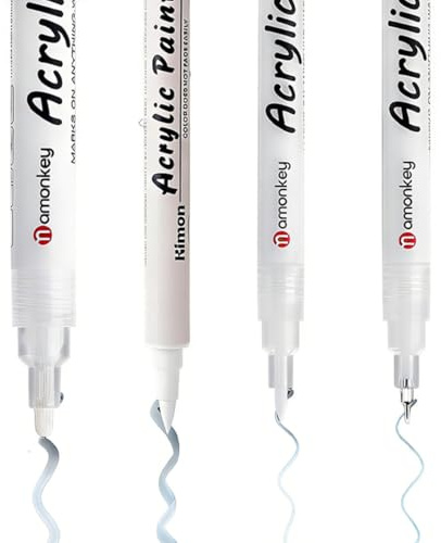 CEJAS 4 stycken vita gelpennor för highlights, vattentät vit penna, akrylfärg torkning gelpenna vitt set för ritningar, höjdpunkter och skrivning (0,5 mm 0,7 mm, 2,0 mm, BR)
