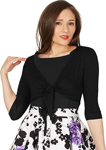 BlackButterfly Jerseybolero Dam Knytning Fram | 3/4-ärmar, Justerbar knut i midjan, Dras på, Hög stretch, Mjuk viskosjersey, Storlek S-XXL, Bröllop & fest