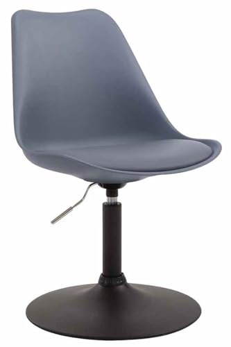 CLP Silla De Comedor Maverick con Estructura De Plástico & Cojín En Simil Cuero I Butaca De Salón Regulable En Altura I Color:Gris;Color del Marco:Negro