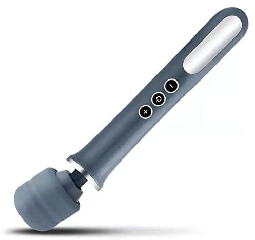 MANFLY Cordless Electric Massager with 10 Powerful Vibrations, Rechargeable Handheld Wand Massager (Grey)