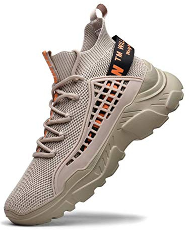 FUSHITON Chaussure Homme Sneakers Baskets Montante Mode Chaussures de Course Marche Respirante Décontractées Baskets Homme, Beige, 40 EU