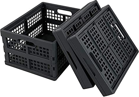 AnnkkyUS 3-pack Folding Crate Storage, 15 Liters Plastic Collapsible Crate
