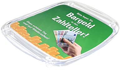 ogoPLUS Zahlteller mit bedrucktem Papiereinleger grün, Geldschale Geldteller Werbung Kassensysteme