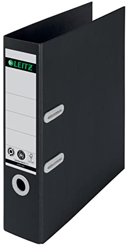 Leitz 180° Lever Arch File, A4, 80mm spine width, 100% Recyclable, Eco Friendly, Premium Quality, Recycle Range, 10180095, Black