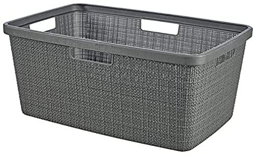 Curver Wäschekorb Jute 46 l, Grau, 70% recycelbar