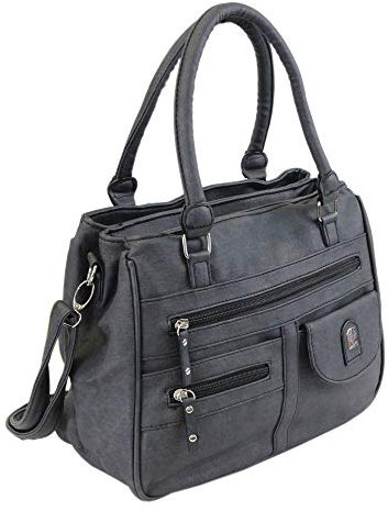 irisaa Handtasche Damen Umhängetasche Medium Schultertasche praktische Henkeltasche mit vielen Fächern Hobo Taschen Vintage Look mit Reißverschluss, Damen Tasche:Schwarz