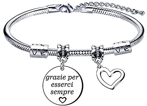 Lumengqi Regalo di Natale Bracciale Regalo Amica Bracciale Amica Regali per la Moglie Fidanzata Sorella Compagno di Classe Amica Braccialetti Amicizia Ciondolo Grazie per esserci sempre Regali Laurea