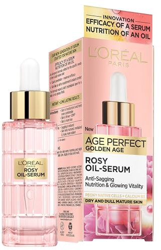 L'Oreal Paris Age Perfect Golden Age Rosy Oil Face Serum, Infused with Peony Cells, Visibly Boosts Skin Radiance & Brightens Complexion for a Healthy Glow, 30ml