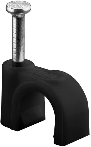 goobay 64680 Kabelschelle 100er Set / Kabelhalterung zur Kabel Befestigung bis zu 7mm Durchmesser / Kabelklemme mit Nagel für Wand, Türrahmen, Ecken und Aufputz / 100 Stück / Schwarz