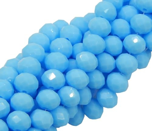 Perlin Confezione da 85 perline di cristallo ceco di Boemia 6 mm 0e ceche 0e di vetro con taglio CZ 0e rondelle sfaccettate 0e di vetro 1 filo (Azzurro opaco)