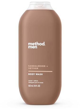 Method Men Body Wash, Sandalwood + Vetiver, Paraben and Phthalate Free, 18 fl oz (Pack of 1)