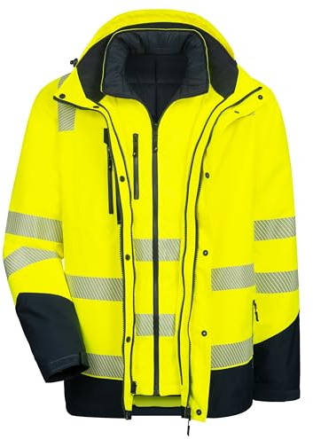 Nitras Warnschutz Winterjacke 6-in-1 MOTION TEX VIZ PLUS, gelb/marine, Größe XXL