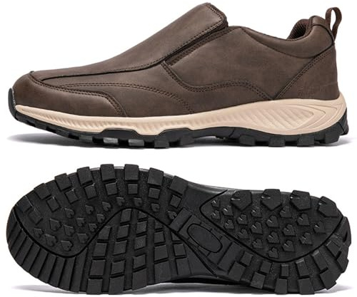 AEHO Scarpe Uomo Pianta Larga in Pelle Impermeabile Scarpe da Running Corsa Uomo Casual Trekking Basket Sport Outdoor Fitness Sportive Palestra Platform Sneakers,Marrone,46/280mm