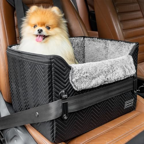 Petsfit Seggiolini auto per cani con fibbie di fissaggio per cintura di sicurezza, impermeabile, in pelle PU, con guinzaglio a clip, per animali domestici di piccola taglia fino a 6kg