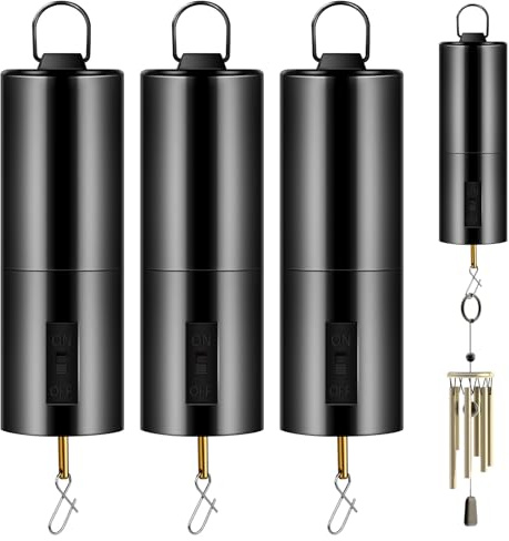 Honoson 3 Pcs Hanging Rotating Motor Wind Spinner, Hanging Display, Black