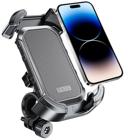 Futuhada 360° Rotación Soporte Movil Moto para Manillar Universal, Anti Vibración y Cierre Seguro Soporte Teléfono Bicicleta for Model Pro MAX Plus, Mini, XS MAX, XR X, SE, 4.7-6.8 Cellphones
