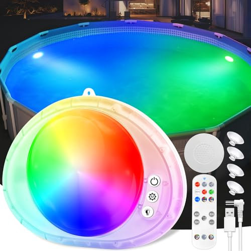 DeeprBlu 2025 Verbesserte Poolbeleuchtung Unterwasser mit Fernbedienung, Schwimmende Poolbeleuchtung Akku, Magnetische Poolbeleuchtungen mit Saugnäpfen, IP68 Wasserfest Whirlpool Licht für Badewanne