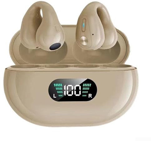 ReachMall Auriculares inalámbricos de conducción ósea, impermeables, para fitness y correr, auriculares deportivos abiertos con funda de carga (tono de piel)