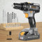 Avvitatore a Batteria, Trapano Avvitatore Batteria 21V, Avvitatore Elettrico 42N.m con 1 Batteria 2.0Ah, 2 Velocità, 18+1 Coppie, 21 Accessori, Luce a LED Per Fai da te, Casa e Giardino Grigio