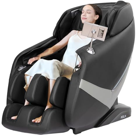 RELX 2026 Massage Chair Full Body, Zero Gravity Airbag Shiatsu Massage Chair with SL-Track, Heating, AI Control, Body Scan, 13 Modes, Foot Rollers, and Deep Yoga Stretch (Black)