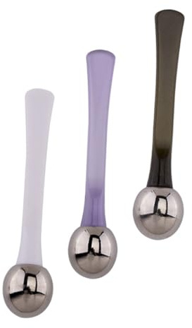 IWOWHERO Masajeador de Ojos 3 Cucharas de Aleación de Zinc para Crema Facial, Herramienta Compacta Portátil que Alivia la Fatiga Ocular y Mejora la Absorción