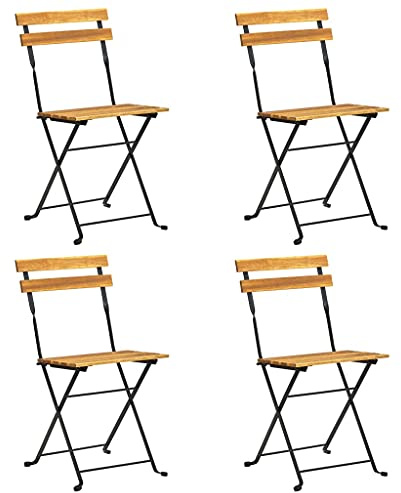Genérico Sedie da Bistro Pieghevoli 4 pz in Legno Massello d'Acacia,Marrone,18.6kg,313161