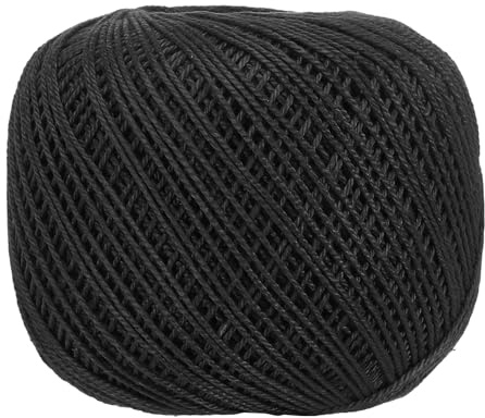 sourcing map 164 Yards Size 3 Black Pearl Cotton Crochet Thread Lace Weight Yarn Tatting Thread for Crocheting Knitting Embroidery Sewing