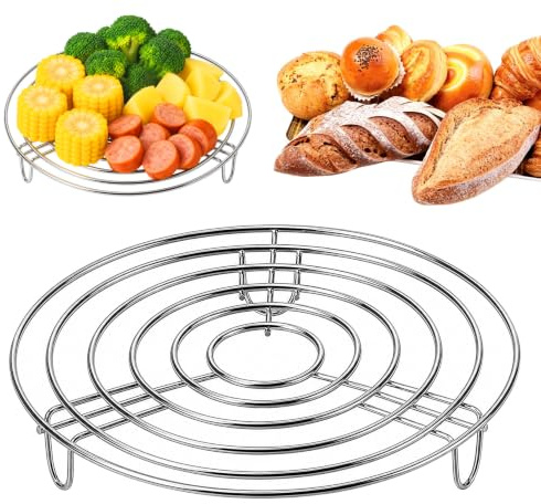 2 Piezas Rejilla de Enfriamiento para Pasteles de Acero Inoxidable, Insertos Vaporera Redonda 20x3 cm, Soporte de Cocción Versátil para Ollas, Cestillo Vapor para Cocinar al Vapor o Enfriar Alimentos