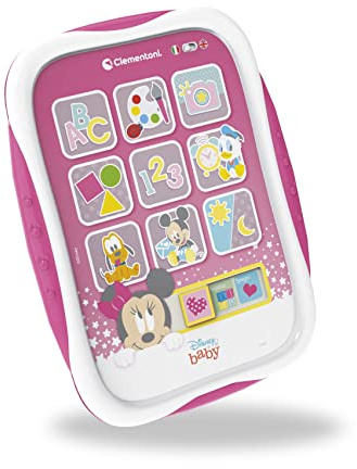 Clementoni Disney Baby Primo Tablet di Baby Minnie, Gioco Interattivo con Luci e Suoni, Bambini 9-36 Mesi, Insegna Numeri, Lettere, Forme e Colori, 2 modalità di Gioco, Lingua Italiana, 17667