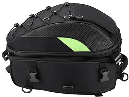 Akozon Borsa per Sella Posteriore, Borsa per Sella Posteriore per Moto Borsa per Casco Borsa Impermeabile in Tessuto Oxford Ad Alta Densità Riflettente Universale(Verde)
