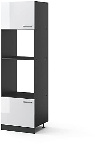 Vicco Armoire Micro-Ondes R-Line, Blanc Haute Brillance, 60cm, pour Une Combinaison Libre au Sein de systèmes de Cuisine modulaires