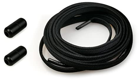 Polly Online Elastic No Tie Shoelaces with Metal Buckes One Size Fits All Adult and Kids Shoes (Black)