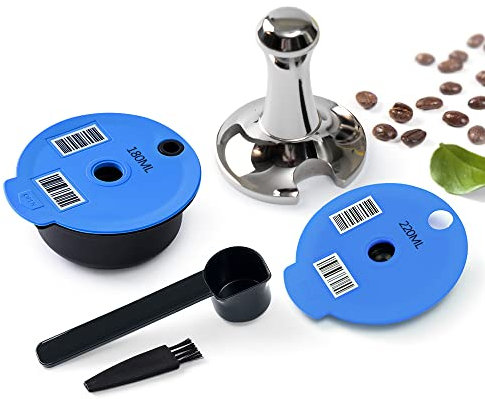 Tassim o Refillable Pods Reusable Coffee Pods for Tassim o Bosch Coffee Maker, BENFUCHEN Tassim o Coffee Discs, Blue, 1 * 180ML Pod+1 * 220ML Lid+1 Tamper