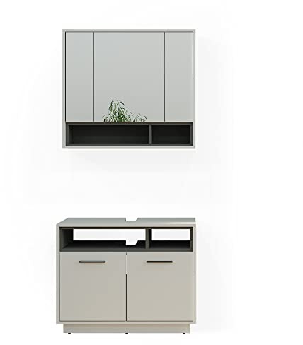 Vicco Badmöbel-Set Beatrice, Grau, 80 cm