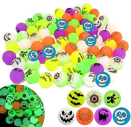 TECHEEL 48 pezzi di Halloween Luminous Flummy Flummies Luminose Flummies per bambini compleanno bambini palla gonfiabile per Halloween Party pensierino giocattolo regalo dolce o aspro
