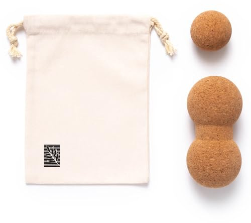 Cork Massage Ball | Massage Ball Set | Ideal For Back and Muscle Massage | Sustainable Trigger Point Ball | Choice of Shapes Like Peanut Roller (Ball (62mm) & Peanut (80x160mm) Set With Bag)