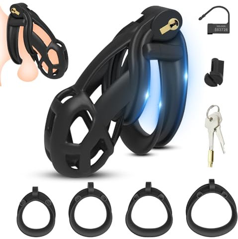 BDSMJOY Male Penis Cage 3D Printing Male Chastity Cage, Adjustable Chastity Cage Sex Toys for Men 8 Sizes (L)