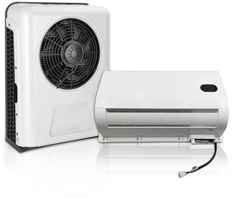Aspligo 12 V Gleichstrom, Klimaanlage, 10000 BTU, elektrische Parkklimaanlage, geteilte Klimaanlage, 12 Volt, passend für LKW, Capmer, Van, Wohnmobil, Anhänger, Traktor, Wohnmobil, schnelle Kühlung,