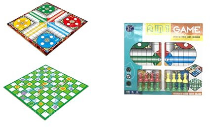 Juego del Parchis y Juego de la Escalera y Serpiente, 2 en 1. Juego clásico de Estrategia, para 2-4 Jugadores. Medidas Tablero 40x40cm.