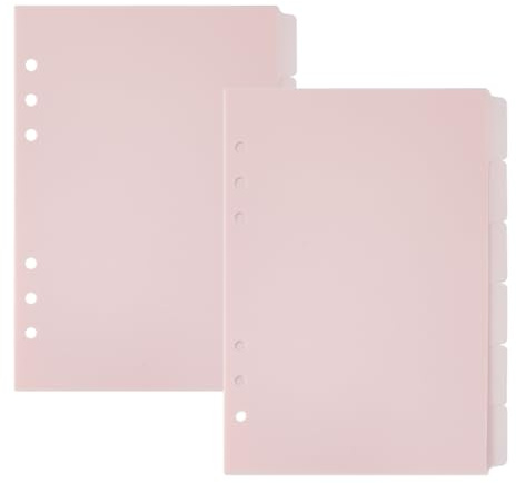 SUPERFINDINGS 12 foglio A5 Divisori per Raccoglitore Indice Divisori per Raccoglitore Rosa Da 8.27x6.1 pollici con Linguette Divisori In Plastica Verticali A 6 anelli Divisore per Indice Satinato