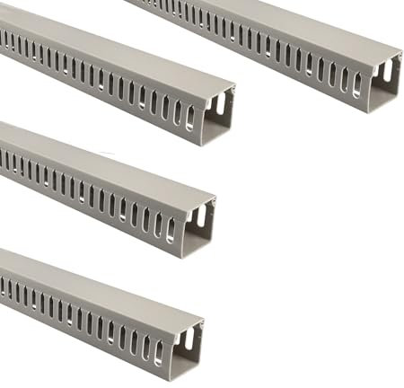 Jandei - Lot de 4 gouttières fendues pour câbles, organisateur de bureau, revêtement en PVC, couleur grise, longueur 1 mètre (40 x 40 mm)