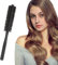 SIVZUMO Cepillo para el pelo de jabalí, pequeño, redondo, cepillo para el pelo, con mango de madera natural, cepillo rizado para mujeres, cepillo de barba para hombres (negro)