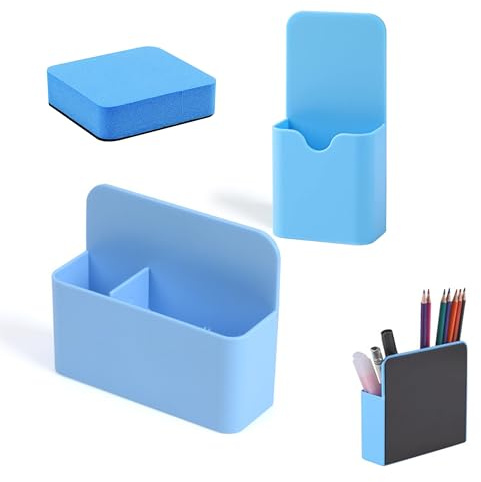 HXSYKJDM Pack of 2 Magnetic Pen Holder, Magnetic Pen Holder, 2 Size Magnetic Storage Box with Whiteboard Sponge, Magnetic for Office, School, Fridge