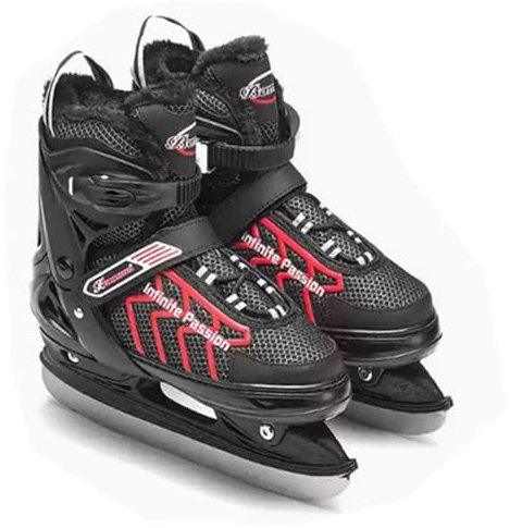 LuminescentDream Adjustable Ice Skate For Girls And Boys Soft Padding And Reinforced Ankle Support Ice Hockey Skates With Quick Lacing System & Push Lock Buckle