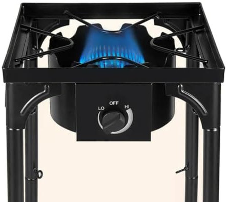 INTEC - Réchaud à Gaz 4 Pieds 4.5KW Modulable 3 Hauteurs - Cuisine Extérieure Dimensions 40 x 40 x H78cm Allumage Piezo Bruleur Fonte