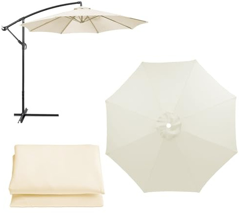 Impermeabile Replacement Parasol Canopy UV30+, Copertura Di Ricambio Per Ombrellone, Durevole Telo Ombrellone Telo Di Ricambio For Giardino, Terrazza, Patio, Piscina, Spiaggia(White,2M/6Ribs)