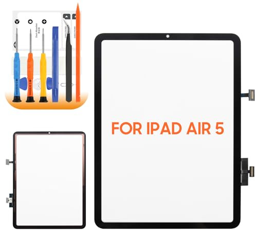 AGCUT Touch Screen für iPad Air 5 Screen Replacement für iPad Air 5th Generation A2588 A2589 A2591 10,9 Zoll Dsigitalisierer Bildschirm Ersatz mit Reparaturset (Schwarz, kein LCD Display)