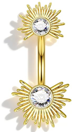 OUFER 16G Piercing Rook 316L Acier Inoxydable Motif Soleil Piercing Sourcil 6 8 mm Percing Oreille Cartilage Barbell Courbé Or Argent pour Femmes