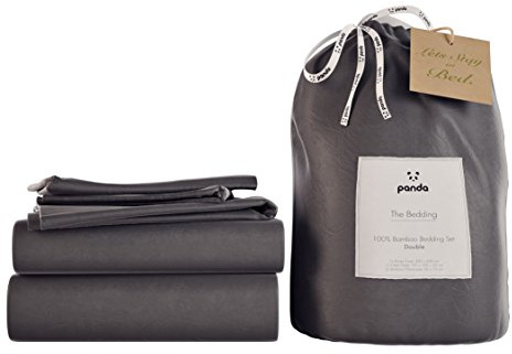 Panda London Bamboo Complete Bedding Set - Eco-Friendly, Hypoallergenic, Full Set for Comfort, UK Double, Urban Grey